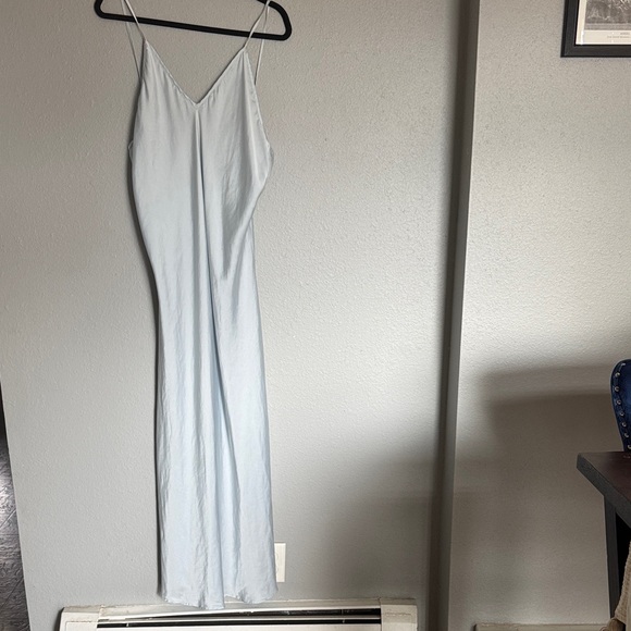 Satin Slip Maxi Dress in Pale Blue - Picture 6 of 7